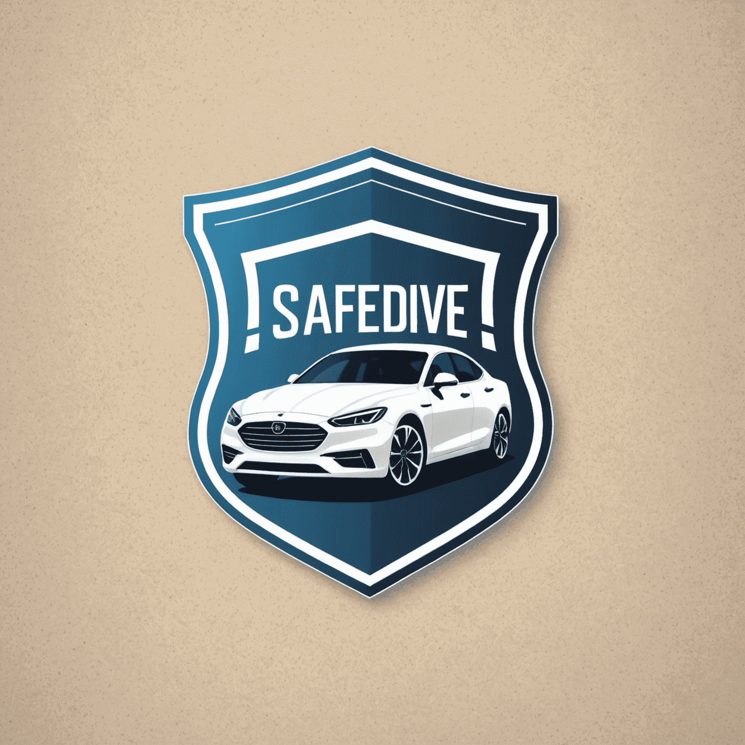 SafeDrive logo: een stijlvol ontwerp met een auto silhouet en een schild, wat veiligheid en bescherming symboliseert