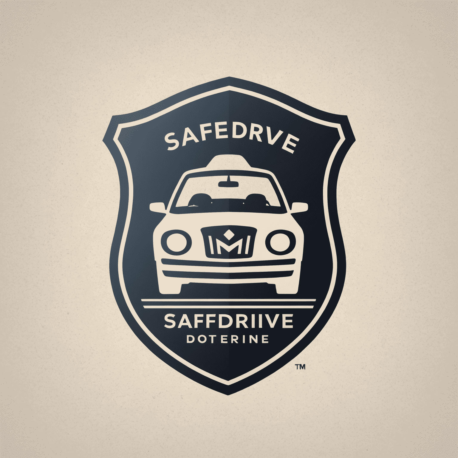 SafeDrive logo: een stijlvol ontwerp met een auto silhouet en een schild, wat veiligheid en bescherming symboliseert